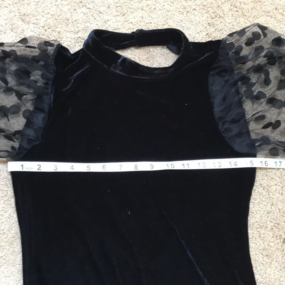 ZARA Size M velvet dotted mesh open back dress - Picture 11 of 12